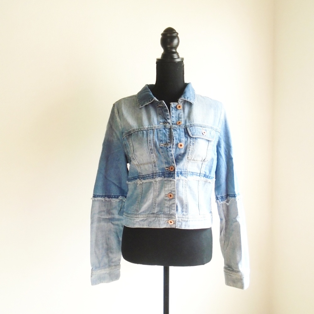 NWT American Rag medium midwash distressed denim jacket